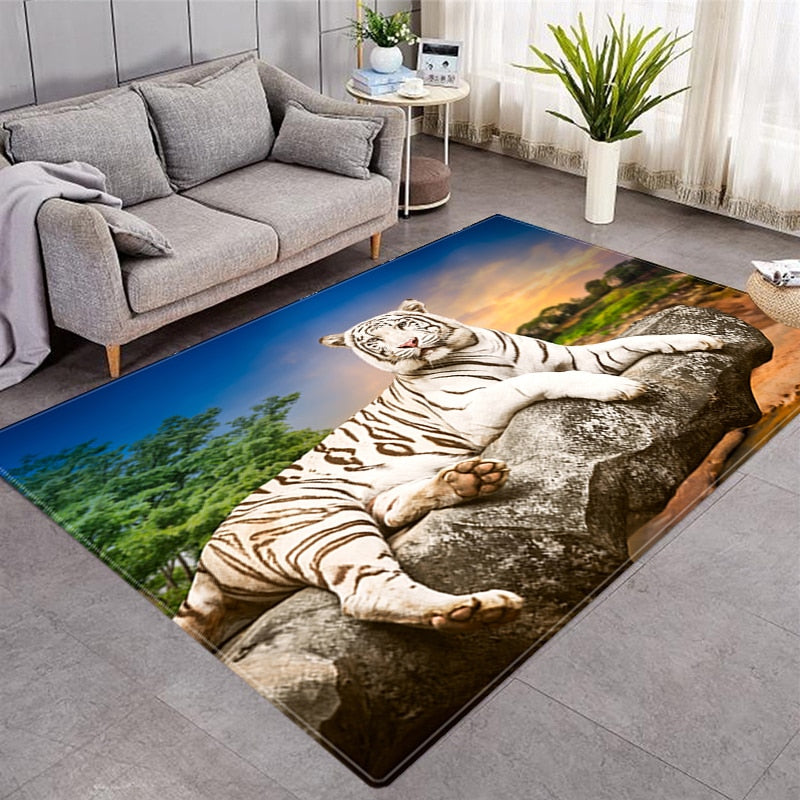 Rug Leopard / Tiger Print Jungle Cat Floor Covering Carpet Mat