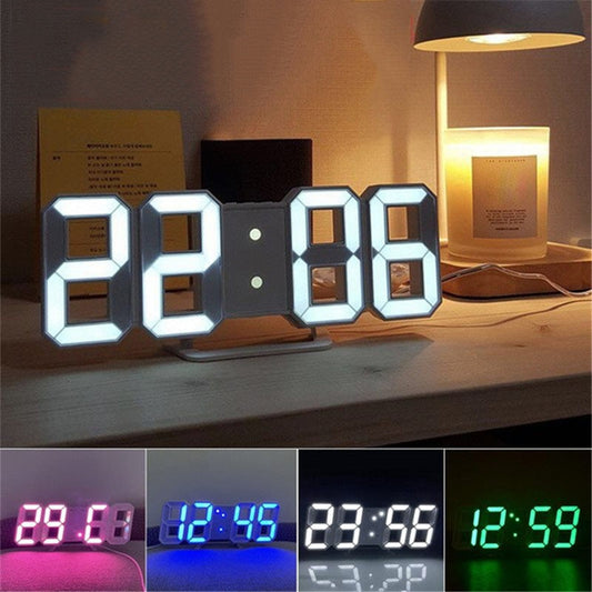 Wall Clock 3D Digital LED Illuminated Desk Home Office Lighting Decor