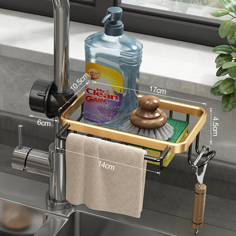 Kitchen Sink Dishes Caddy Organiser Basket Adjustable Shower Bathroom Soap Holder