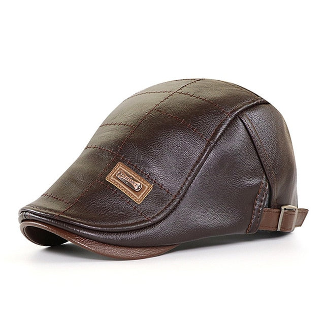 Leather Golf Peaked Cap Retro Gatsby PU Hat