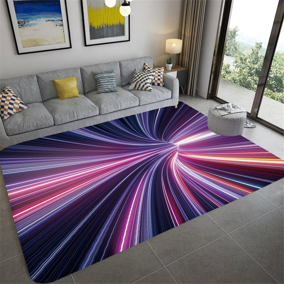 Trippy Optical Illusion 3D Vortex Mat Printed Rug Home Floor Carpet