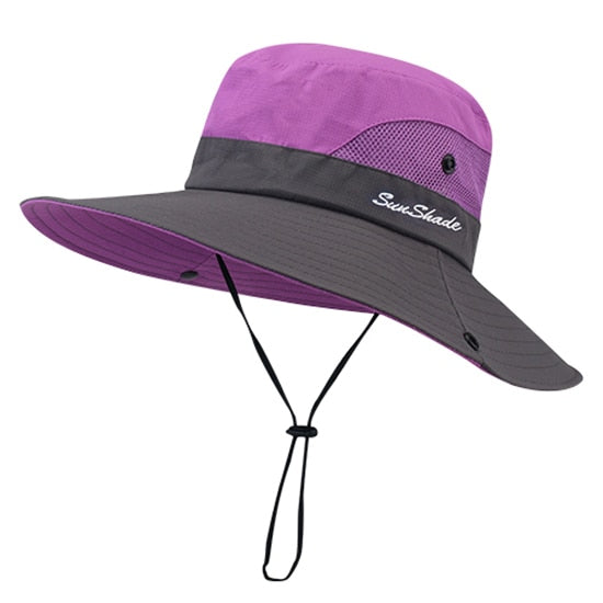 Safari Sun Hat With Ponytail Opening Summer Visor Outdoors Protection