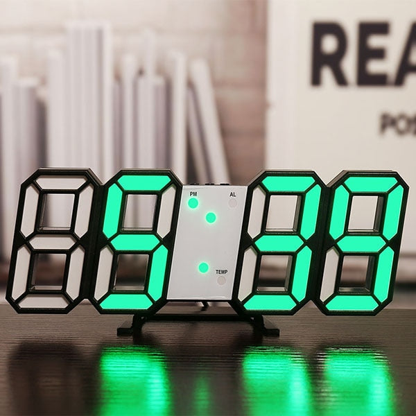 Wall Clock 3D Digital LED Illuminated Desk Home Office Lighting Decor