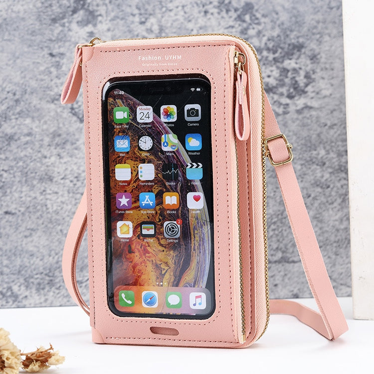 See-Through Mobile Phone Touchscreen Purse Cell Phone Case Clutch Clear Screen Crossbody Shoulder Bag