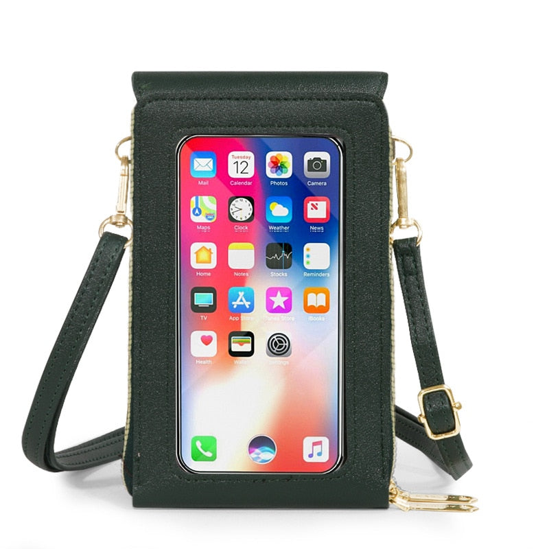 See-Through Mobile Phone Touchscreen Purse Cell Phone Case Clutch Clear Screen Crossbody Shoulder Bag