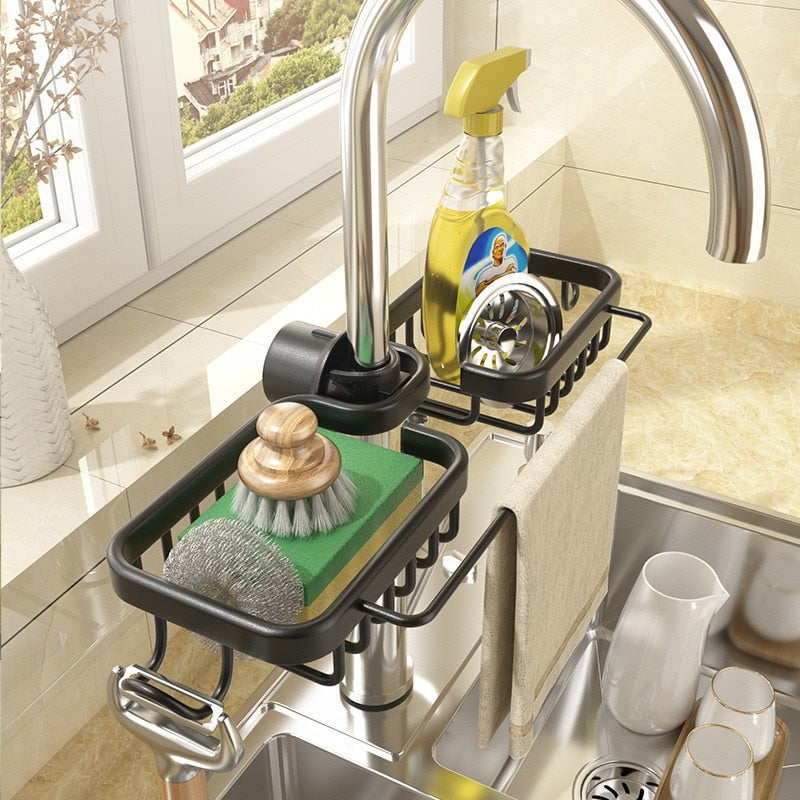 Kitchen Sink Dishes Caddy Organiser Basket Adjustable Shower Bathroom Soap Holder