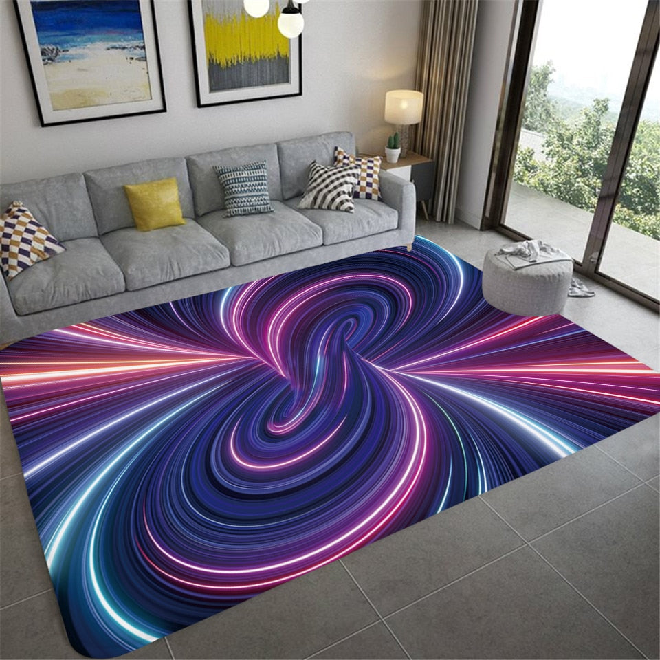 3D Vortex Optical Illusion Printed Rug Home Floor Carpet Covering