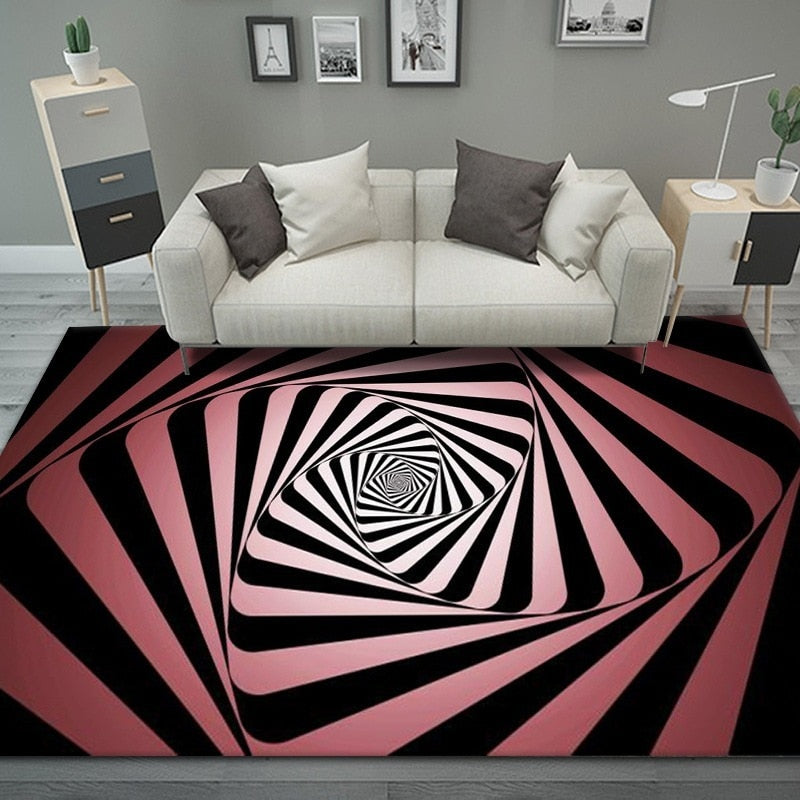 3D Vortex Optical Illusion Printed Rug Home Floor Carpet Covering