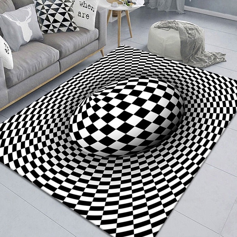 Trippy Optical Illusion 3D Vortex Mat Printed Rug Home Floor Carpet