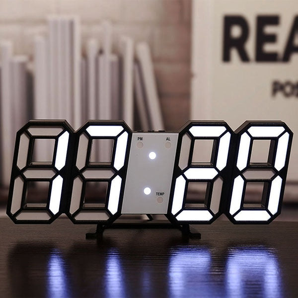 Wall Clock 3D Digital LED Illuminated Desk Home Office Lighting Decor