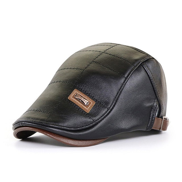 Leather Golf Peaked Cap Retro Gatsby PU Hat