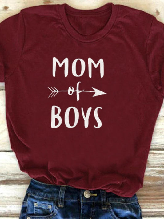 "Mom Of Boys" - Women's Motivational Positivity T-shirt / Mothers / Sons / Kids / Children