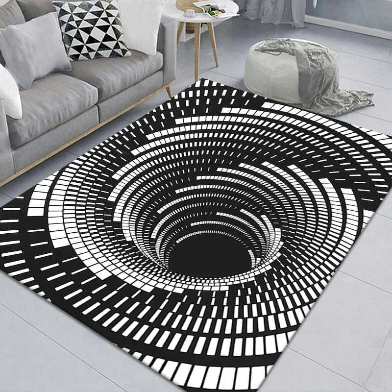 Trippy Optical Illusion 3D Vortex Mat Printed Rug Home Floor Carpet