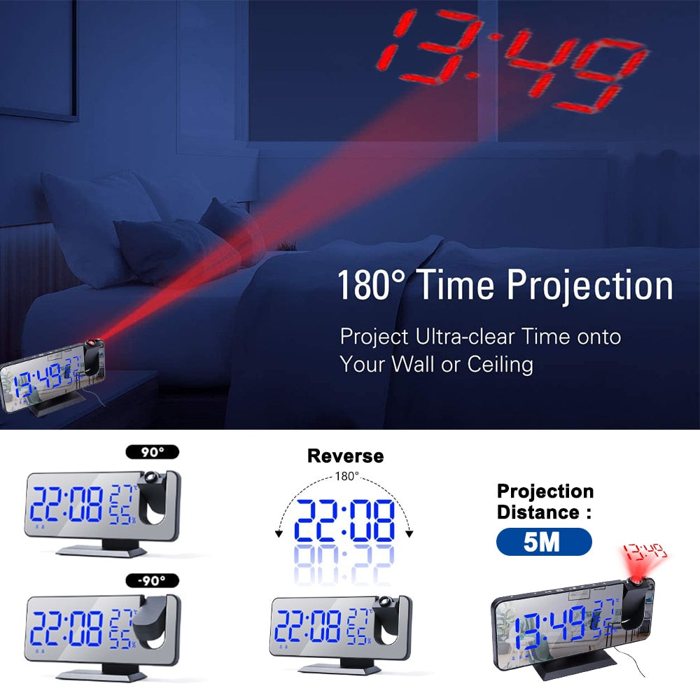 Wall Projector Phone Charger Alarm Clock Display Digital Time On Ceilings & Walls