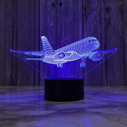 Jet Airplane Night Light 3D Illusion Bedside Lamp USB Bedroom Travel Aircraft Flying