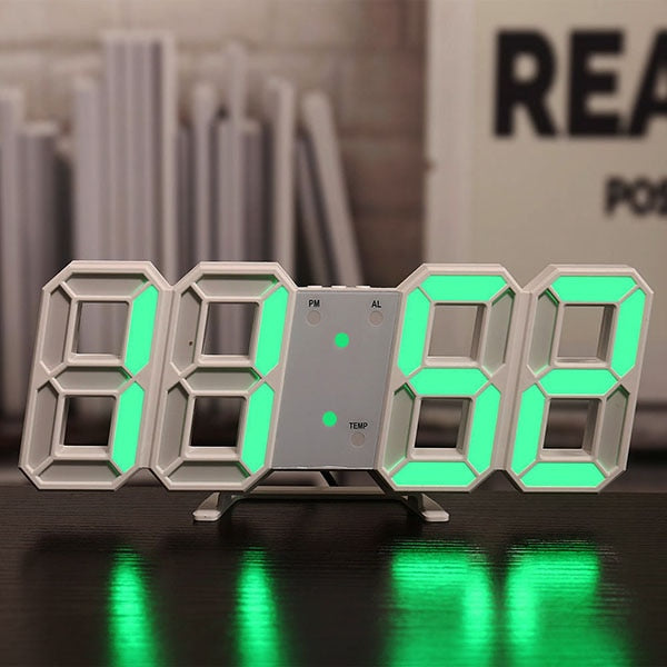 Wall Clock 3D Digital LED Illuminated Desk Home Office Lighting Decor