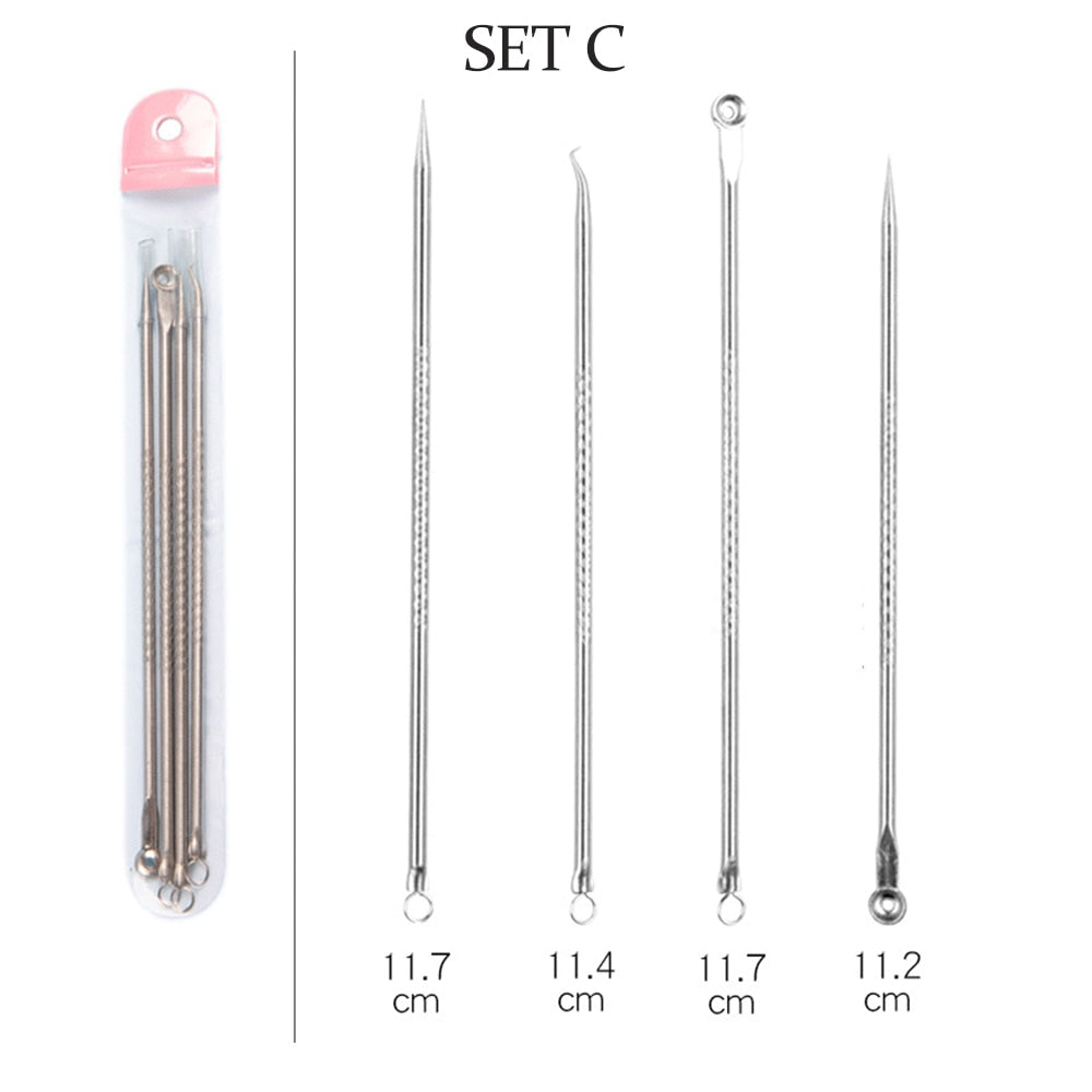 Blackhead Pimples 4pcs Stainless Steel Tools Set How To Pop Pimples Professional Kit