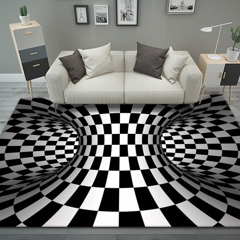 Trippy Optical Illusion 3D Vortex Mat Printed Rug Home Floor Carpet