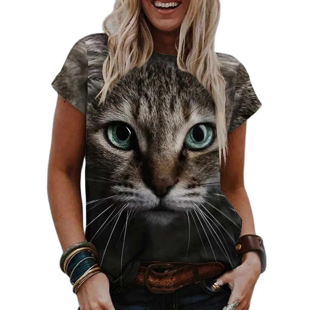 Cat Women's T-Shirt - Kittens Printed Tee Plus Sizes