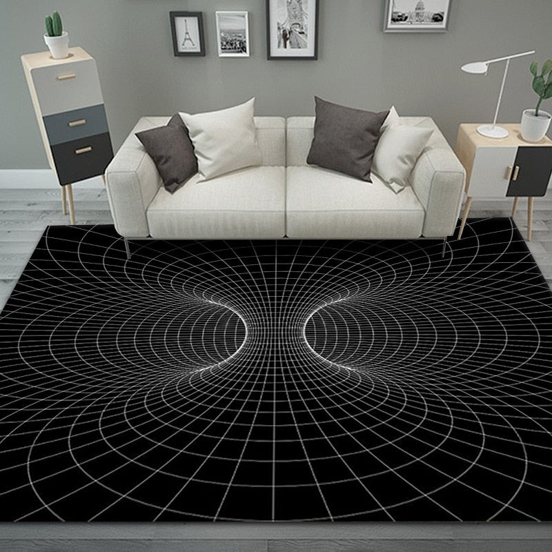 3D Vortex Optical Illusion Printed Rug Home Floor Carpet Covering