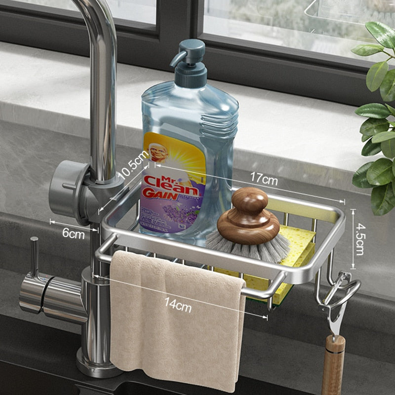 Kitchen Sink Dishes Caddy Organiser Basket Adjustable Shower Bathroom Soap Holder
