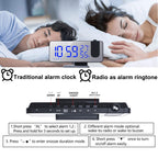 Wall Clock Night Projector Phone Charger Displays Digital Time On Ceilings
