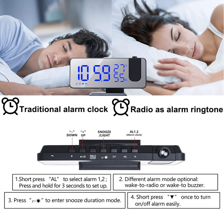 Wall Projector Phone Charger Alarm Clock Display Digital Time On Ceilings & Walls