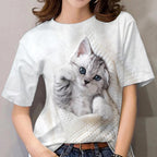 Cat Women's T-Shirt - Kittens Printed Tee Plus Sizes