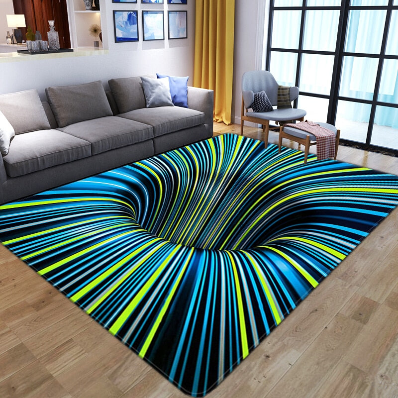 3D Vortex Optical Illusion Printed Rug Home Floor Carpet Covering