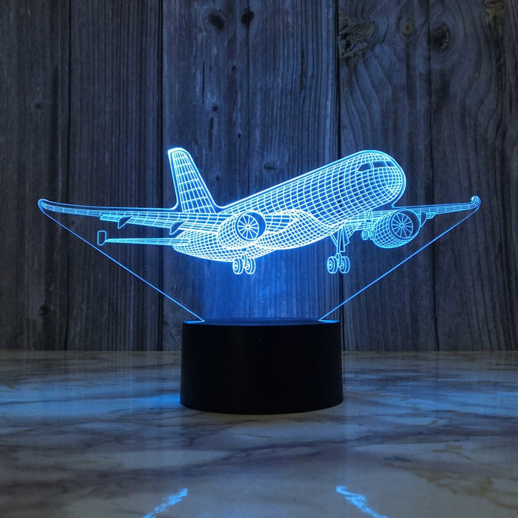 Jet Airplane Night Light 3D Illusion Bedside Lamp USB Bedroom Travel Aircraft Flying