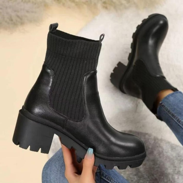 Chelsea Ankle Platform Boots Chunky Sock Slip Ons Women's