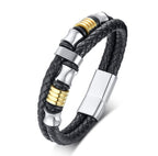 Fashion Bracelet Magnetic-Clasp Double-Layer Woven Leather Jewellery