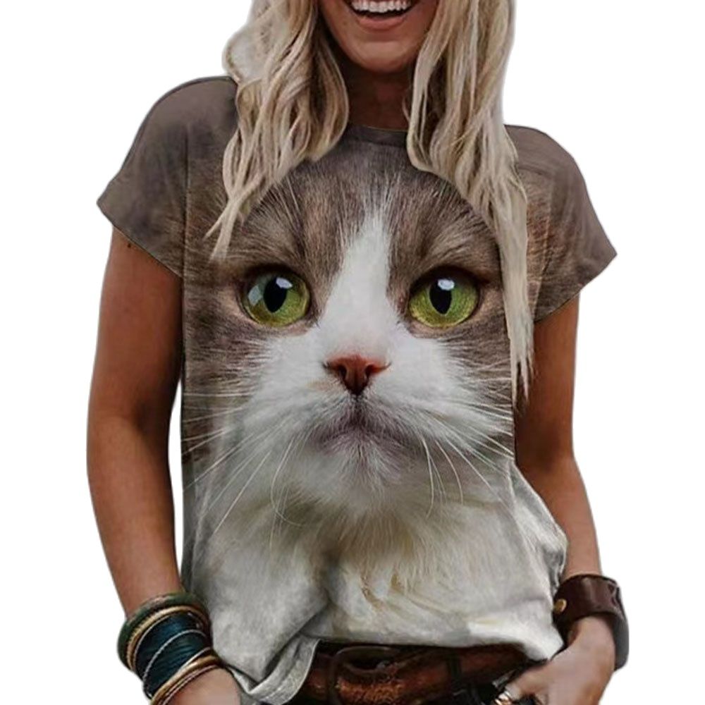 Cat Women's T-Shirt - Kittens Printed Tee Plus Sizes