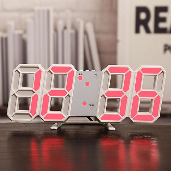 Wall Clock 3D Digital LED Illuminated Desk Home Office Lighting Decor