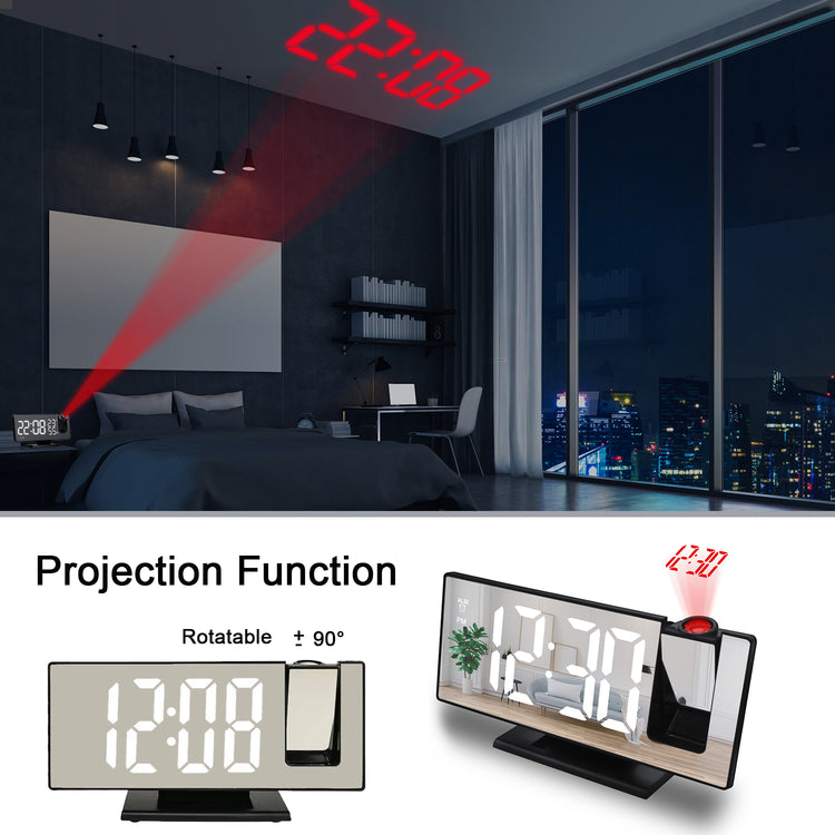 Wall Projector Phone Charger Alarm Clock Display Digital Time On Ceilings & Walls