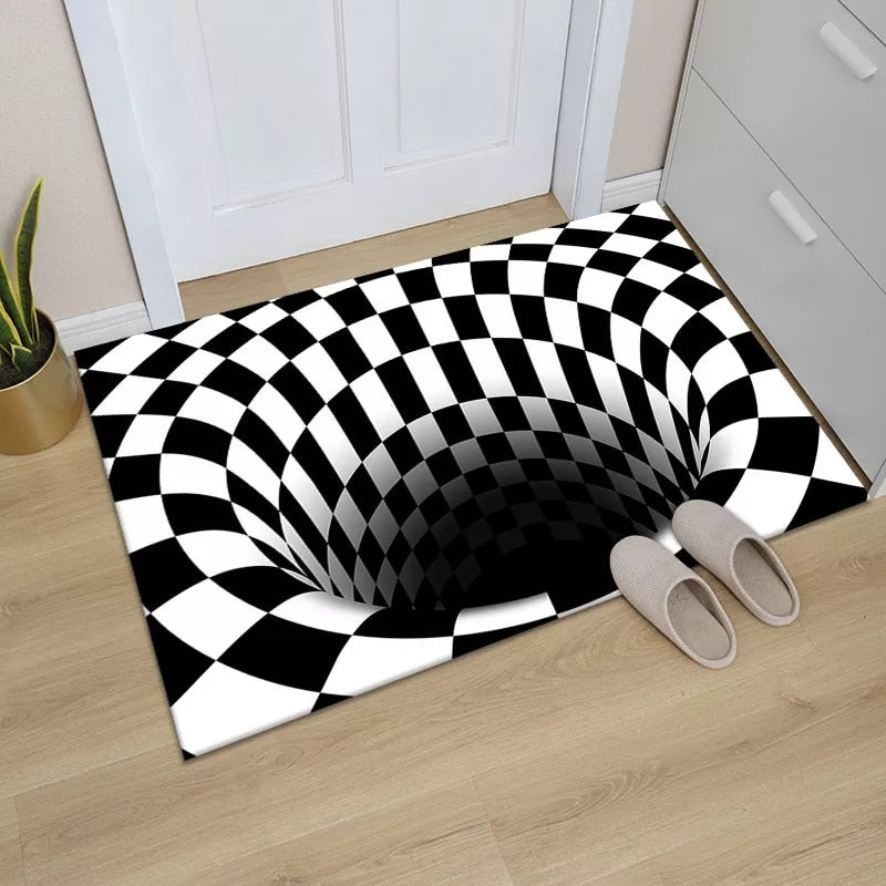 Trippy Optical Illusion 3D Vortex Mat Printed Rug Home Floor Carpet