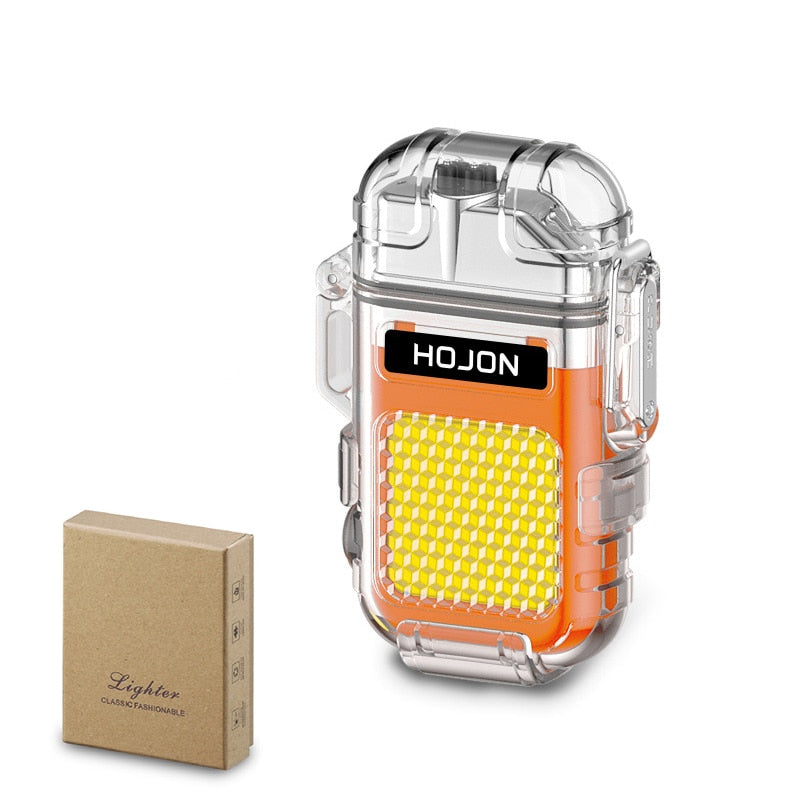 Arc Lighter With Torch Flashlight USB Rechargeable Outdoors Fire Starter Waterproof Windproof