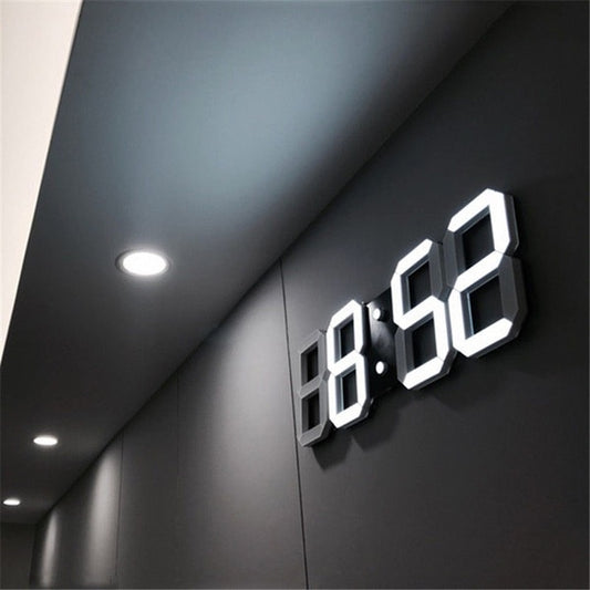 Wall Clock 3D Digital LED Illuminated Desk Home Office Lighting Decor