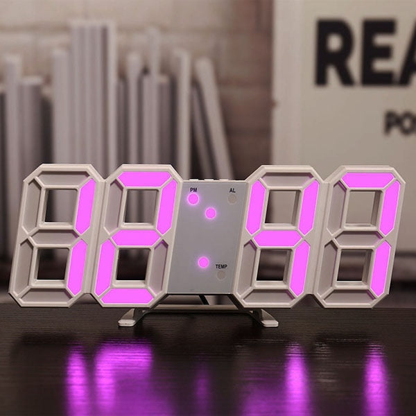 Wall Clock 3D Digital LED Illuminated Desk Home Office Lighting Decor