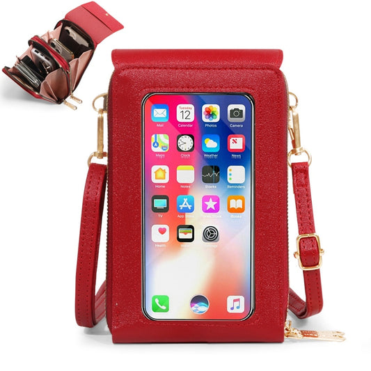 See-Through Mobile Phone Touchscreen Purse Cell Phone Case Clutch Clear Screen Crossbody Shoulder Bag