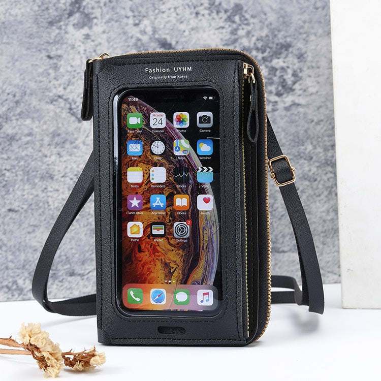 See-Through Mobile Phone Touchscreen Purse Cell Phone Case Clutch Clear Screen Crossbody Shoulder Bag