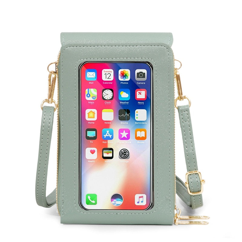 See-Through Mobile Phone Touchscreen Purse Cell Phone Case Clutch Clear Screen Crossbody Shoulder Bag