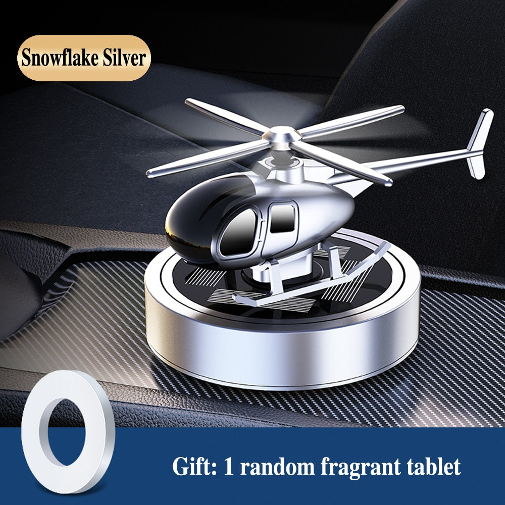 Helicopter Car Air Freshener Sunlight Powered Dashboard Mount Purifier