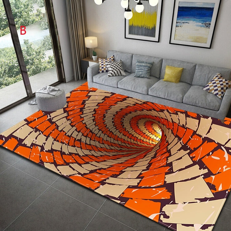 3D Vortex Optical Illusion Printed Rug Home Floor Carpet Covering