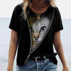 Cat Women's T-Shirt - Kittens Printed Tee Plus Sizes