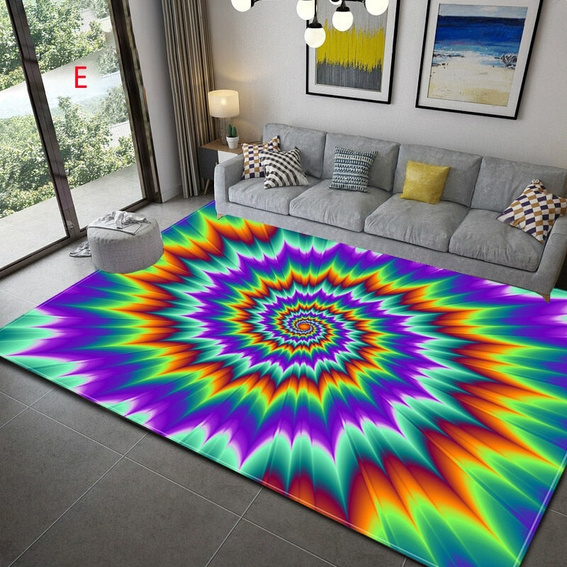 Trippy Optical Illusion 3D Vortex Mat Printed Rug Home Floor Carpet