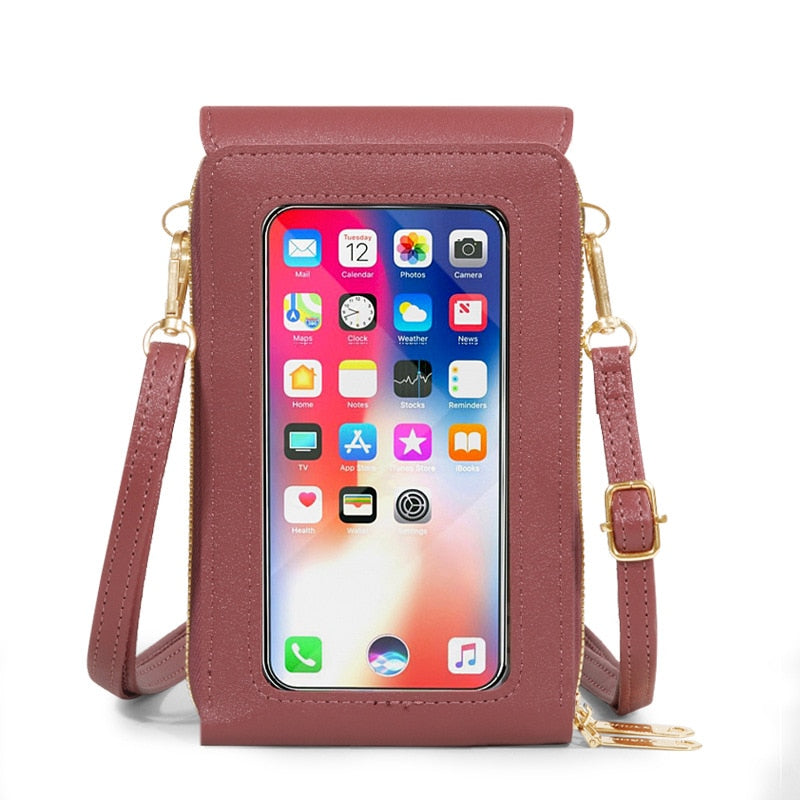 See-Through Mobile Phone Touchscreen Purse Cell Phone Case Clutch Clear Screen Crossbody Shoulder Bag