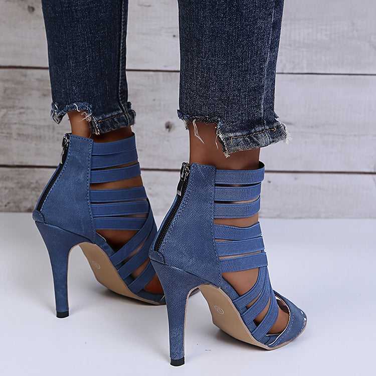 Strappy Ankle High Peep-Toe Shoes Heels Pumps Women's