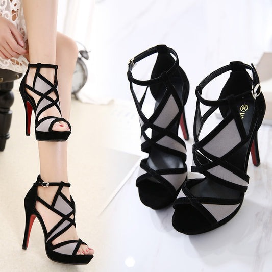 Peep Toe Platform High Heels Women's Party Shoes