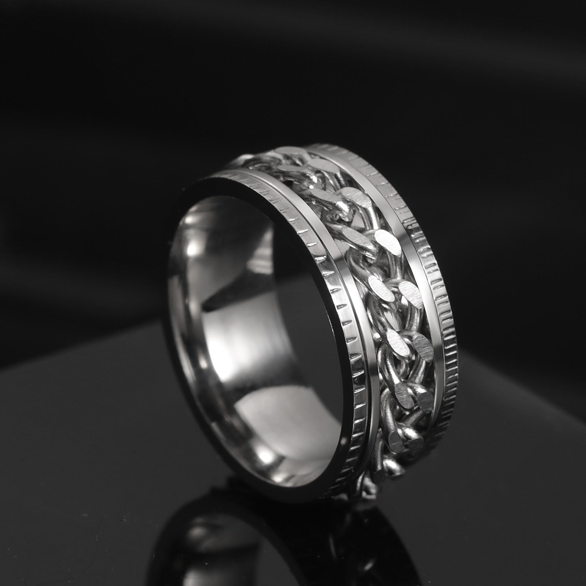 Spinning Ring With Rotating Chain Anxiety Fidget Spinner